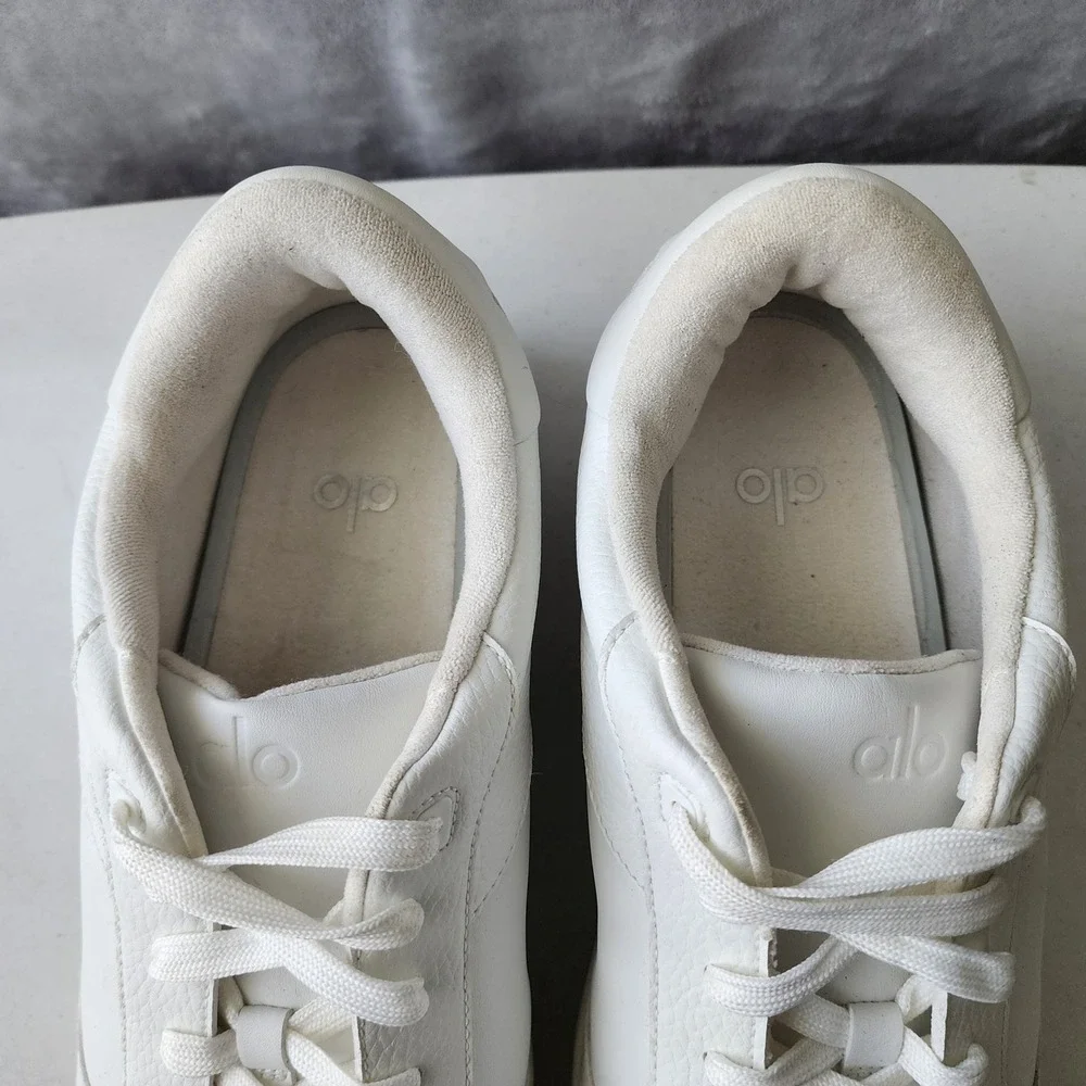 Alo Yoga Recovery Mode Sneakers Mens Size 16 White Vegan Leather Low Top A0685U